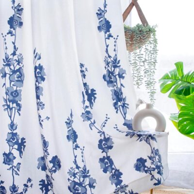 Tranquebar Floral Print Cotton Curtains – Room Darkening, Light-Filtering Set of 2