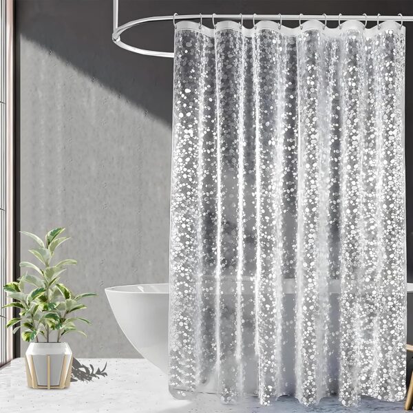 Transparent PVC Shower Curtain with 3D Coin Design - Waterproof & Washable