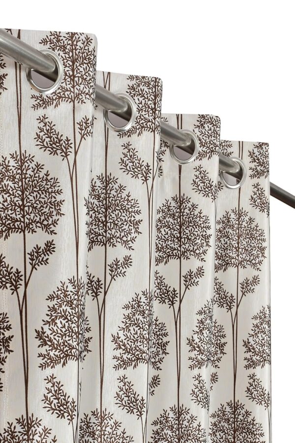 Tree Printed Long Window Curtains Set of 2 - Room Darkening Dark Brown