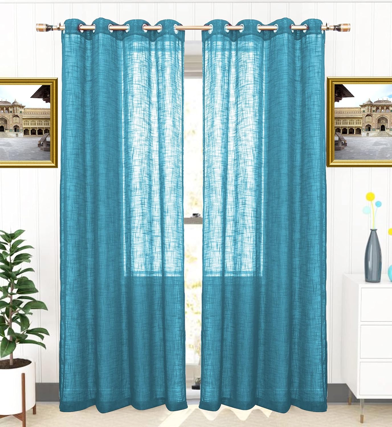 Trendy House Teal Cotton Linen Curtains: Stylish and Functional Window Decor