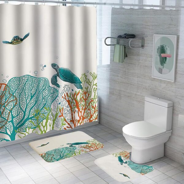 Turtle Tide Shower Curtain Set: Stylish, Non-Slip, and Mold Resistant