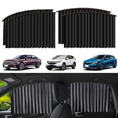 Universal Car Sun Shade with UV Protection for Toyota – FLORISELL Black Curtain