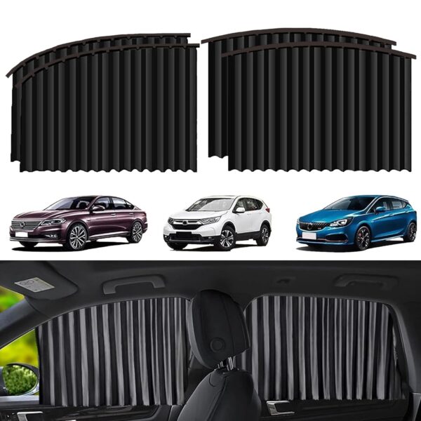 Universal Car Sun Shade with UV Protection for Toyota - FLORISELL Black Curtain