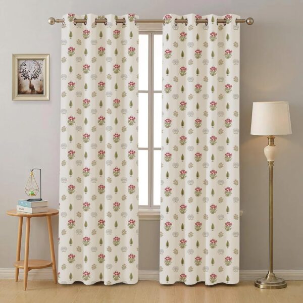 Urban Space 100% Cotton Floral Curtains for Light Filtering Window Style