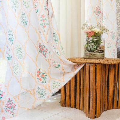 Urban Space Floral Symphony Sheer Linen Curtains for Light Filtering Elegance