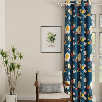 Urban Space Lion King Blue Blackout Curtains for Long Doors and Bedrooms