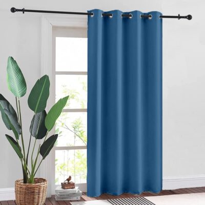 Urban Space Navy Blue Thermal Insulated Blackout Curtains for Room Darkening