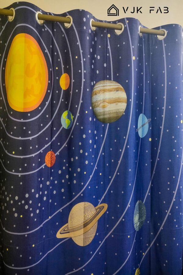 VJK FAB Space Theme Curtains for Kids Room - Planets Design Set of 2