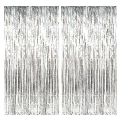 Vail Creations Adjustable Silver Foil Wall Curtains – Pack of 2, 2ft x 5ft