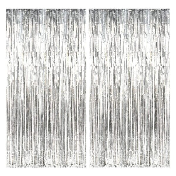 Vail Creations Adjustable Silver Foil Wall Curtains - Pack of 2, 2ft x 5ft