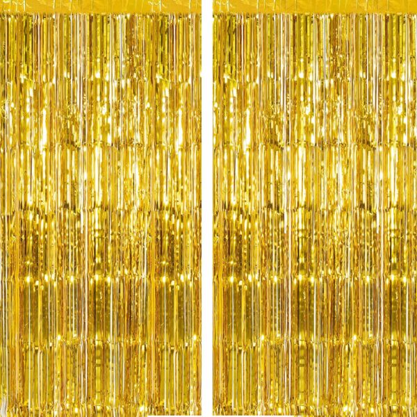 Vail Creations Golden Foil Wall Curtains - Adjustable 2Ft x 5Ft Pack of 2