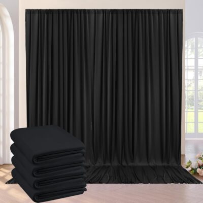 Versatile 20x10FT Black Curtain Backdrop for Weddings, Parties, and Photography