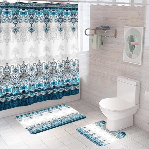 Vibrant 3-Piece Shower Curtain & Bath Mat Set for Modern Bathrooms