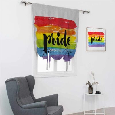 Vibrant Rainbow Roman Shades for Windows: Celebrate Pride with Watercolor Artwork