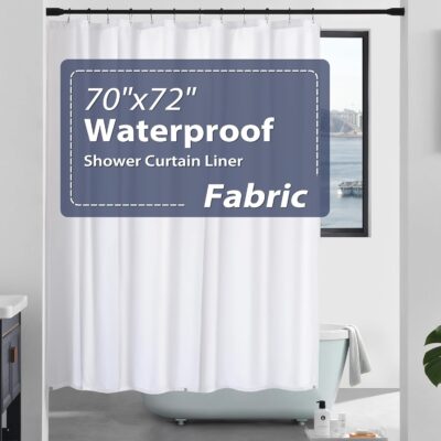 White Waterproof Fabric Shower Curtain Liner – 70×72 for a Clean Bathroom