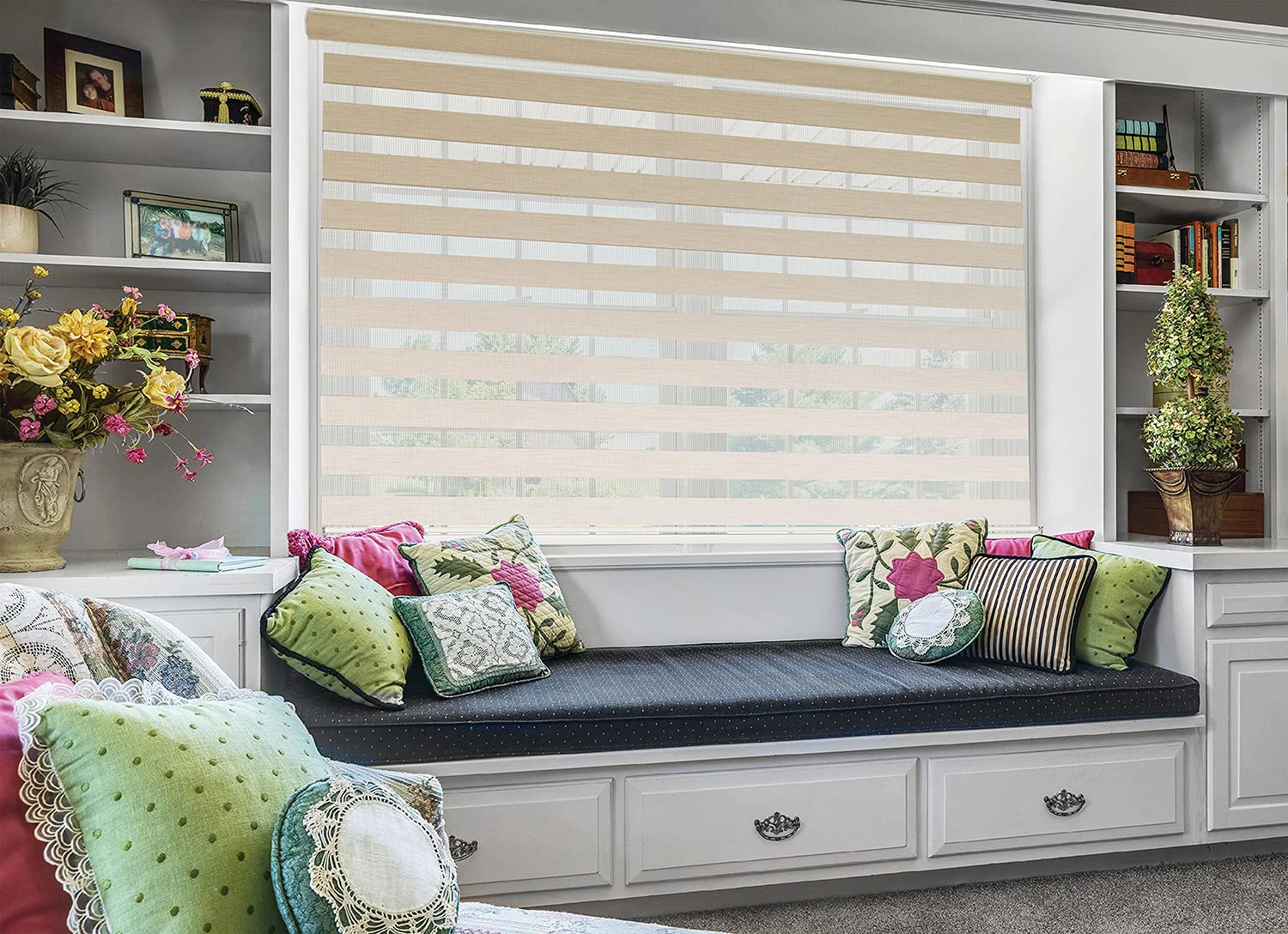 Zebra Blinds Review: Elegant Dual Layer Roller Shades in Mushroom Color