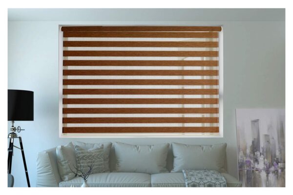 Zebra Wooden Blinds: Stylish Brown Window Treatments for Home and Outdoors