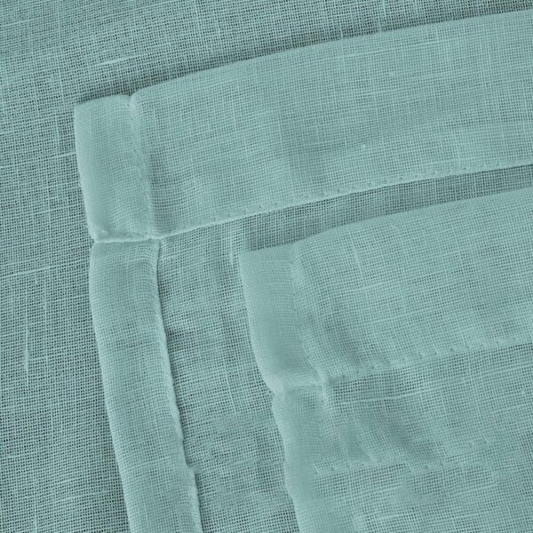 Elegant Aqua Sheer Curtains for 9-Foot Doors - Premium Cotton Linen Decor - Image 4