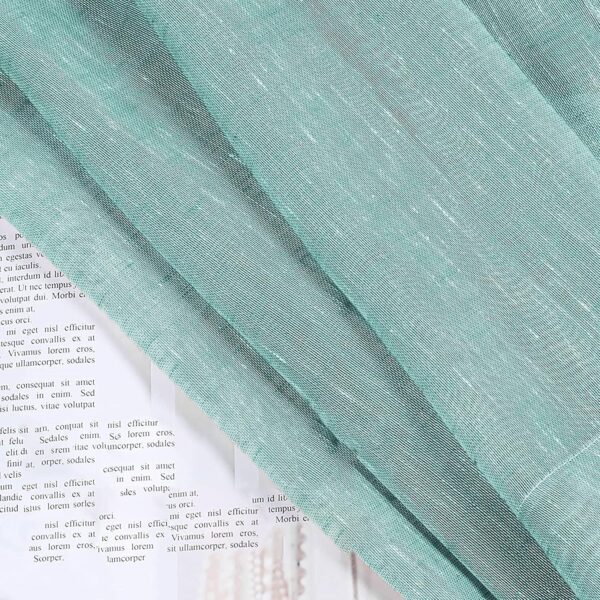 Elegant Aqua Sheer Curtains for 9-Foot Doors - Premium Cotton Linen Decor - Image 5