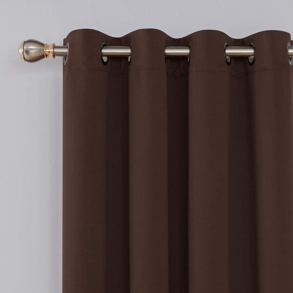 Home Tex Brown Blackout Curtains - 2-Piece Solid Pattern Window Set - Image 2