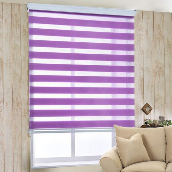 Zebra Roller Shades in Lavender: Stylish Light Filtering Window Treatments for Privacy