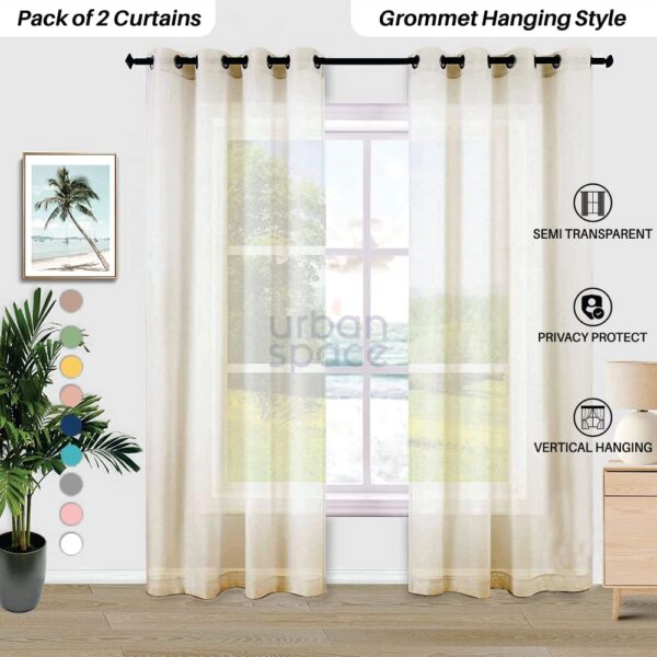 Urban Space Sheer Curtains: Stylish Buttercream Room Darkening Door Panels Set - Image 2