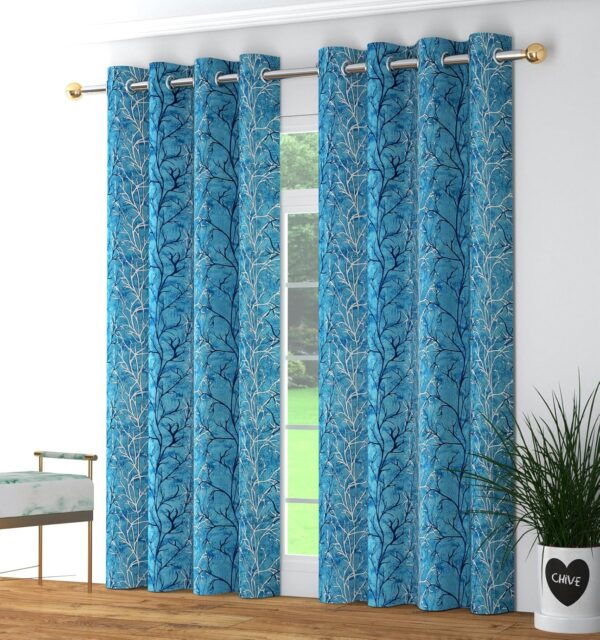 Aqua Polyester Room Darkening Curtains for Living Room or Bedroom Decor - Image 2