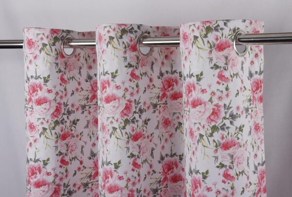 Designer Pink Rose Floral Door Curtains - Elegant 4ft x 9ft Set of 2 - Image 3