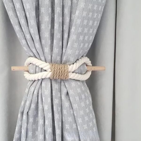 Handmade Cotton Rope Curtain Tiebacks for Boho Rustic Home Decor - Image 2