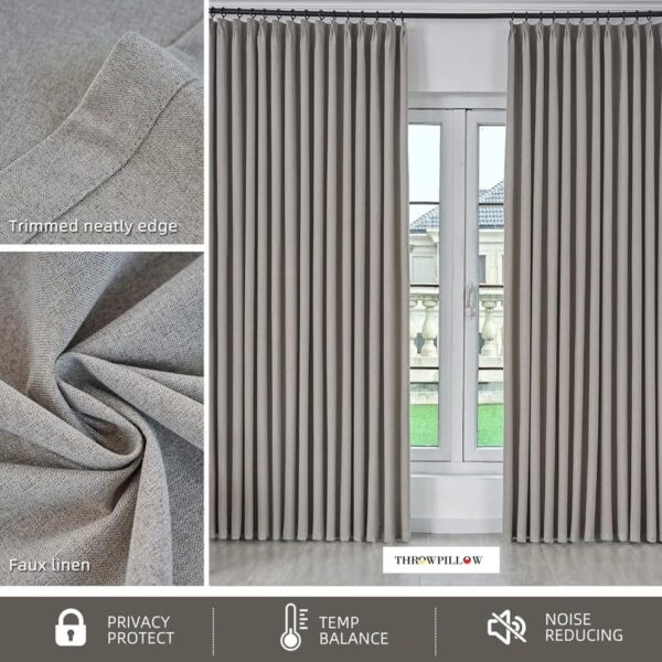 Custom Greyish Brown Pinch Pleated Curtains for Stylish Living Spaces - Image 2