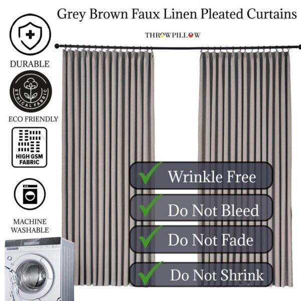 Custom Greyish Brown Pinch Pleated Curtains for Stylish Living Spaces - Image 9