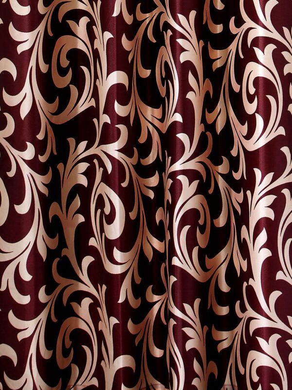 Elegant Maroon Eyelet Polyester Curtains - Home Sizzler 2 Piece Set - Image 2