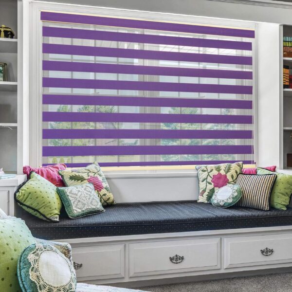 Elegant Lavender Zebra Blinds: Dual Layer Roller Shades for Light Control and Privacy - Image 2