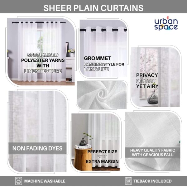 Urban Space Linen Textured Sheer Curtains - Stylish Room Darkening for Doors - Image 5