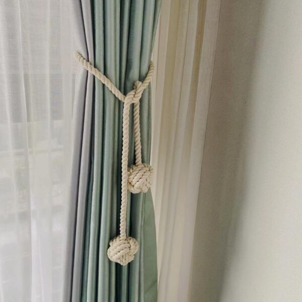 Boho Chic Knotted Rope Curtain Tiebacks with Tassels for Farmhouse Decor - Image 3