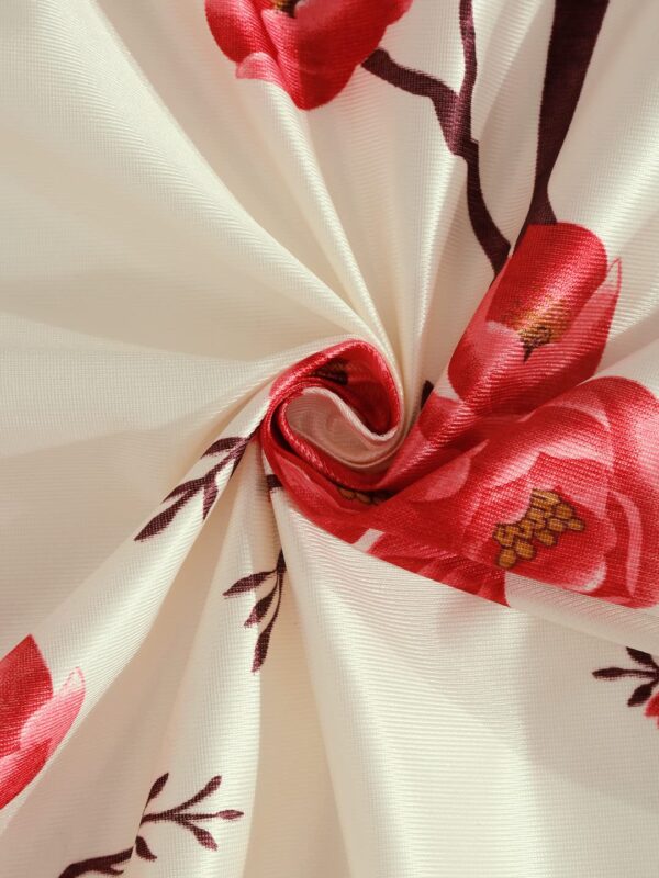 Elegant 3D Tulips Maroon Door Curtains - 7 Feet Polyester Set - Image 7