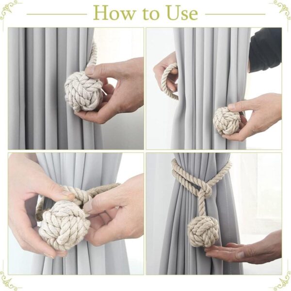 Handmade Cotton Curtain Tiebacks: Rustic Boho Macrame Holdbacks for Any Room - Image 3