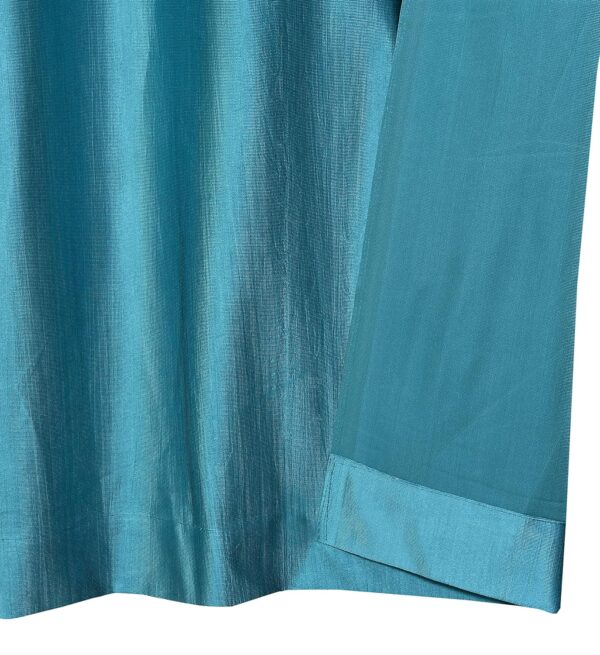 Faux Texture Aqua Curtains for Living Room | Room Darkening Eyelet Panels - Image 5