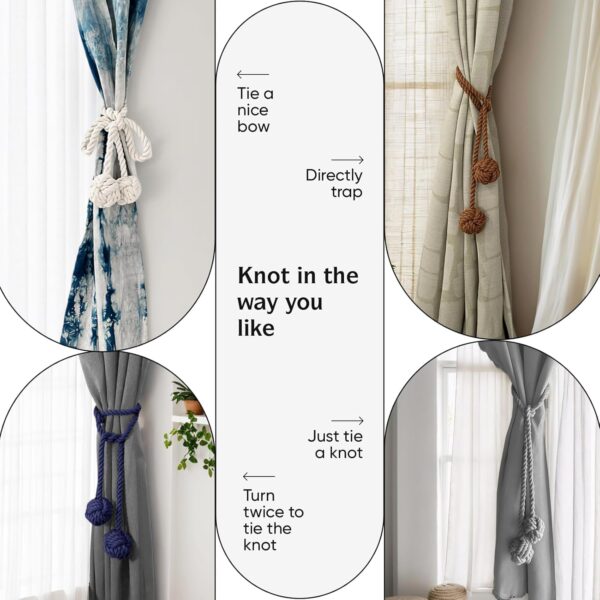 Boho Curtain Tiebacks: Natural Cotton Ropes for Stylish Window Decor - Image 4