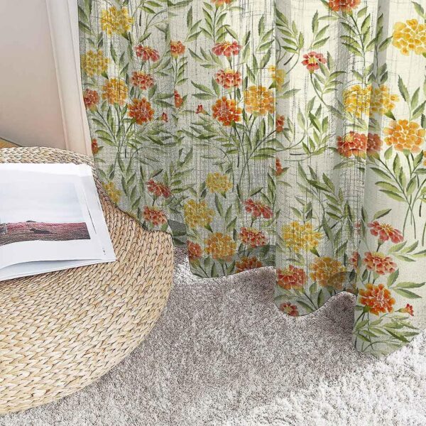 Sun-Kissed Marigold Floral Curtains - 9ft Grommet Door Curtain Set - Image 3