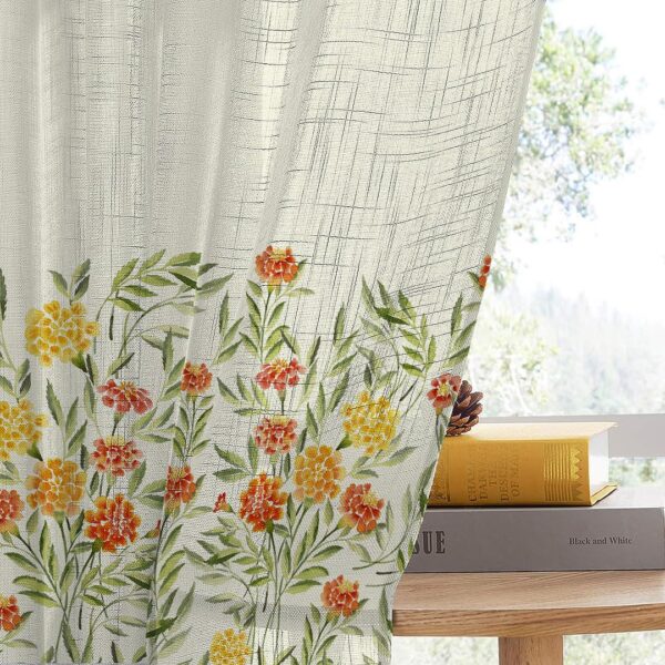 Sun-Kissed Marigold Floral Curtains - 9ft Grommet Door Curtain Set - Image 4