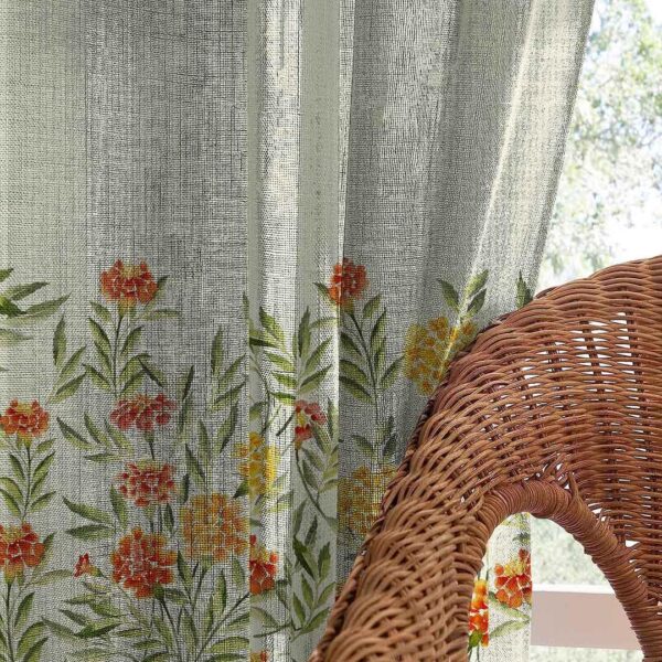 Sun-Kissed Marigold Floral Curtains - 9ft Grommet Door Curtain Set - Image 5