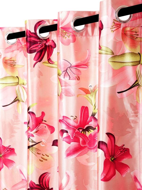 Elegant 3D Flower Eyelet Curtains in Pink - 5 Feet Polyester Design - Image 3