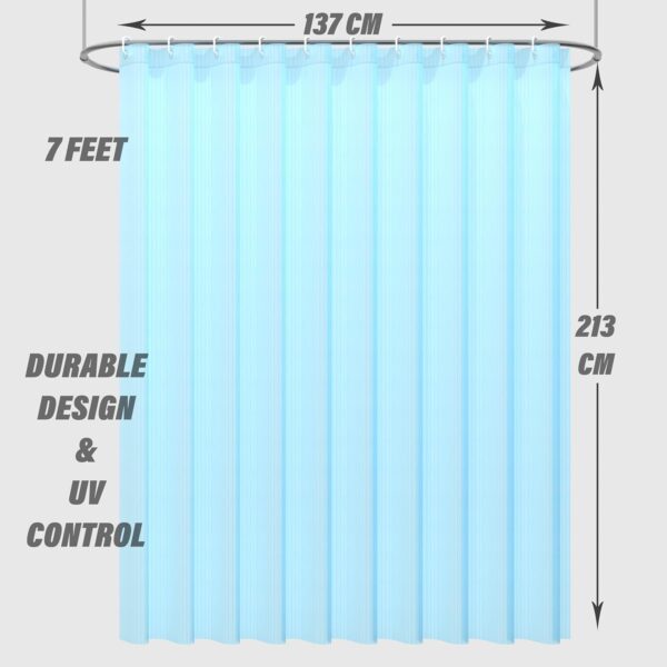 Heavy Duty PVC Shower Curtain Liner with Hooks - Waterproof Sky Blue Design - Image 3