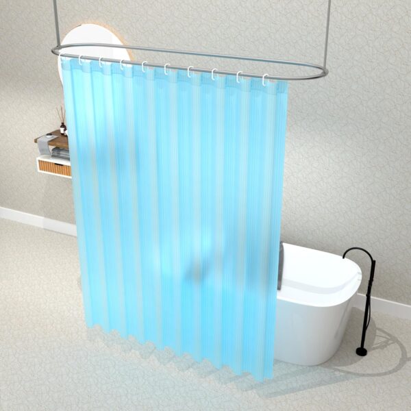 Heavy Duty PVC Shower Curtain Liner with Hooks - Waterproof Sky Blue Design - Image 2