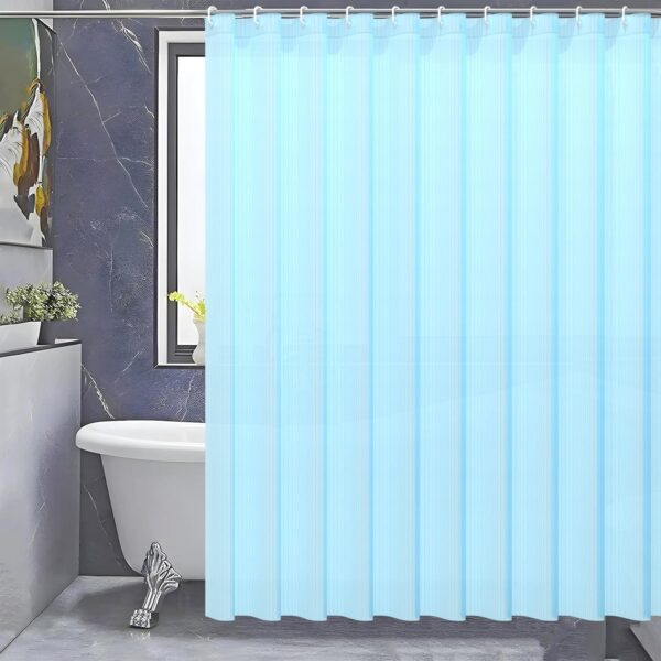 Heavy Duty PVC Shower Curtain Liner with Hooks - Waterproof Sky Blue Design - Image 4