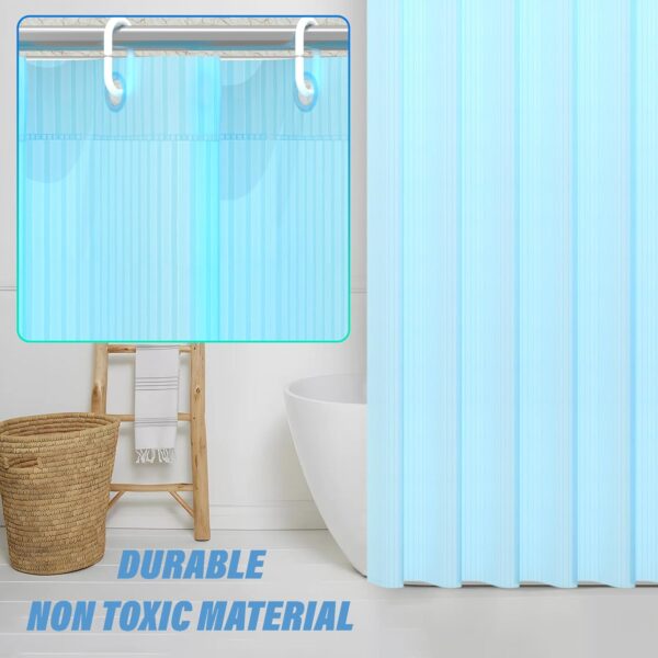 Heavy Duty PVC Shower Curtain Liner with Hooks - Waterproof Sky Blue Design - Image 6