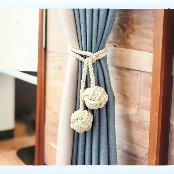 Boho Curtain Tiebacks: Natural Cotton Rope, No Drill, Unique Design - Image 8