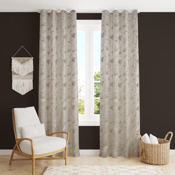 Premium Beige Jacquard Designer Curtains for Doors - Elegant 7 Feet Length - Image 2