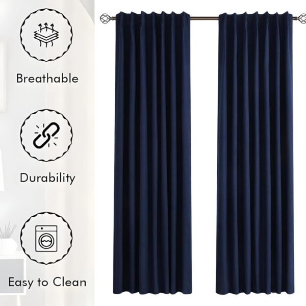 Luxury Navy Blue Pinch Pleated Curtains for Living Room and Bedroom Decor - Image 7